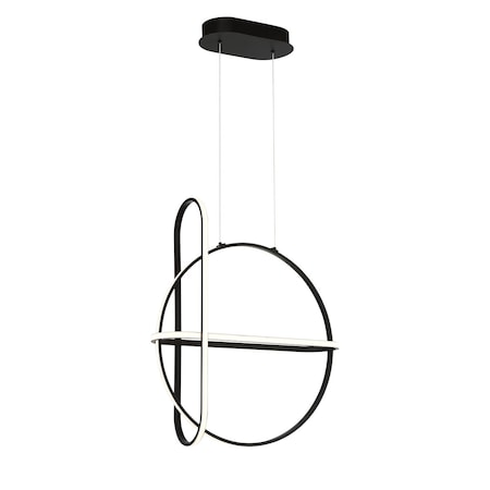 Eurofase Demark Contemporary LED Pendant, 1-Light, 1400 Lumens, Frosted/Matte Black 37035-013